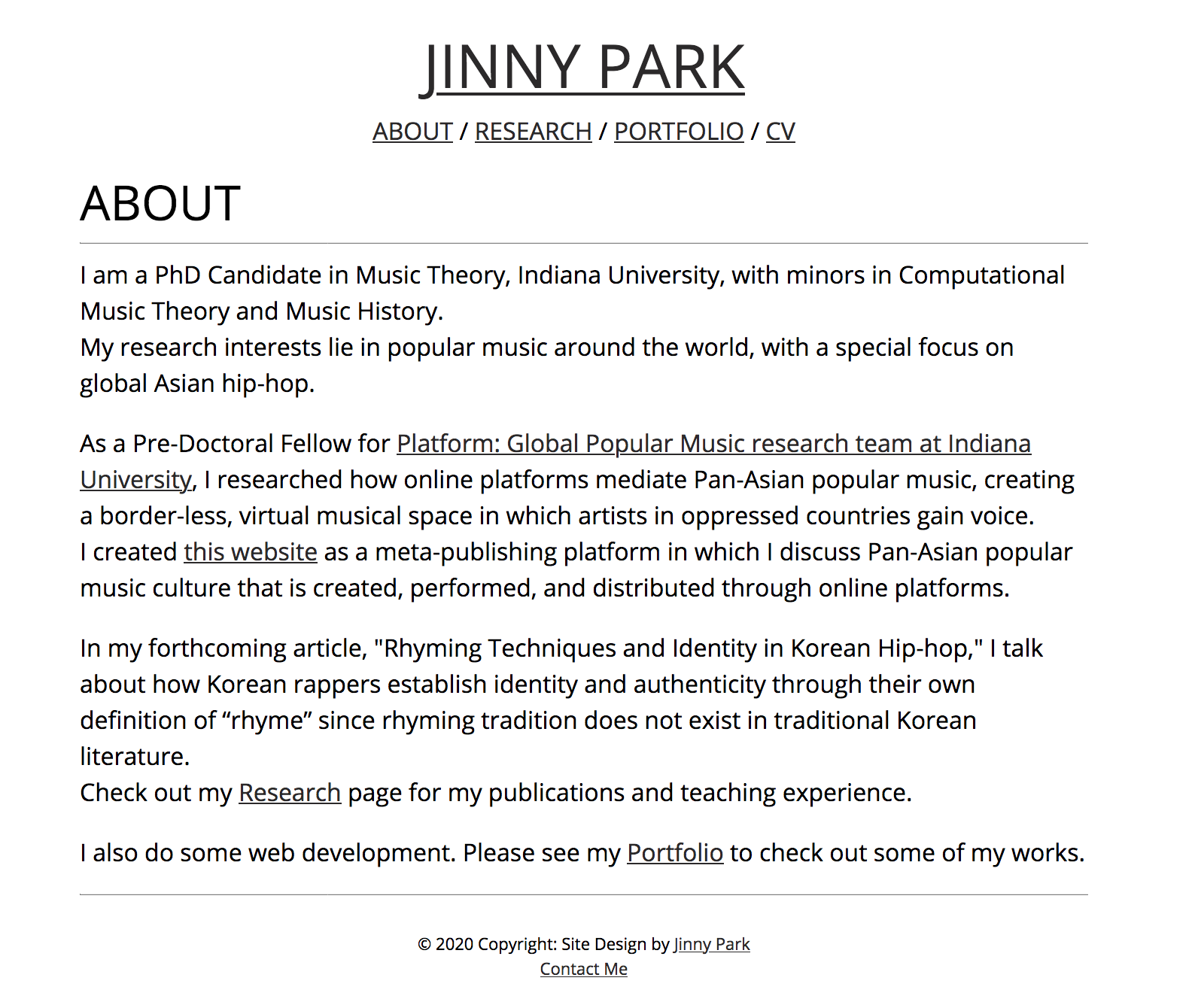Jinny Park Website.